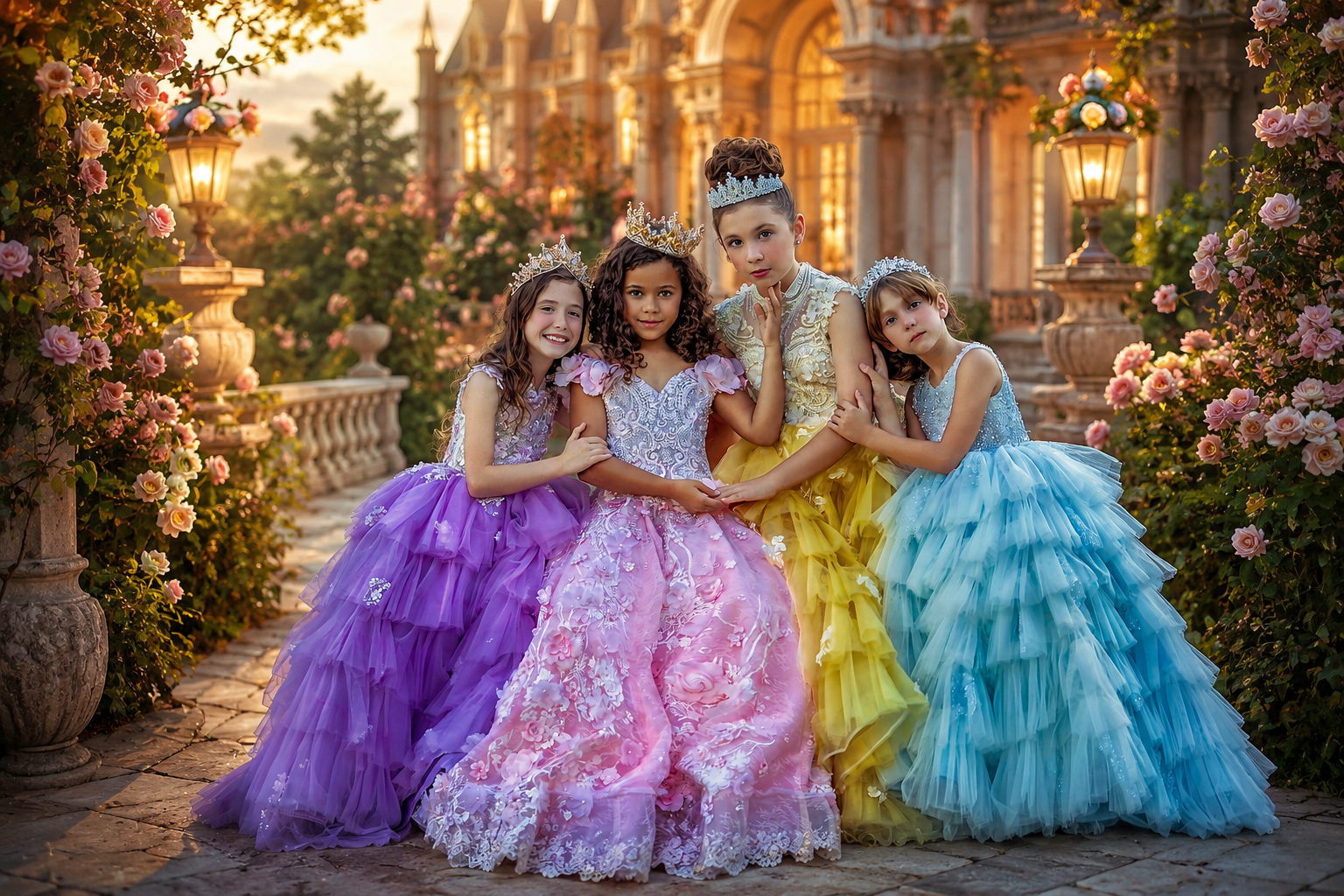girls' gowns & formal dresses Short Sleeves First Communion Flower Girl Gown PR121 Pre-order 10 years / Ivory