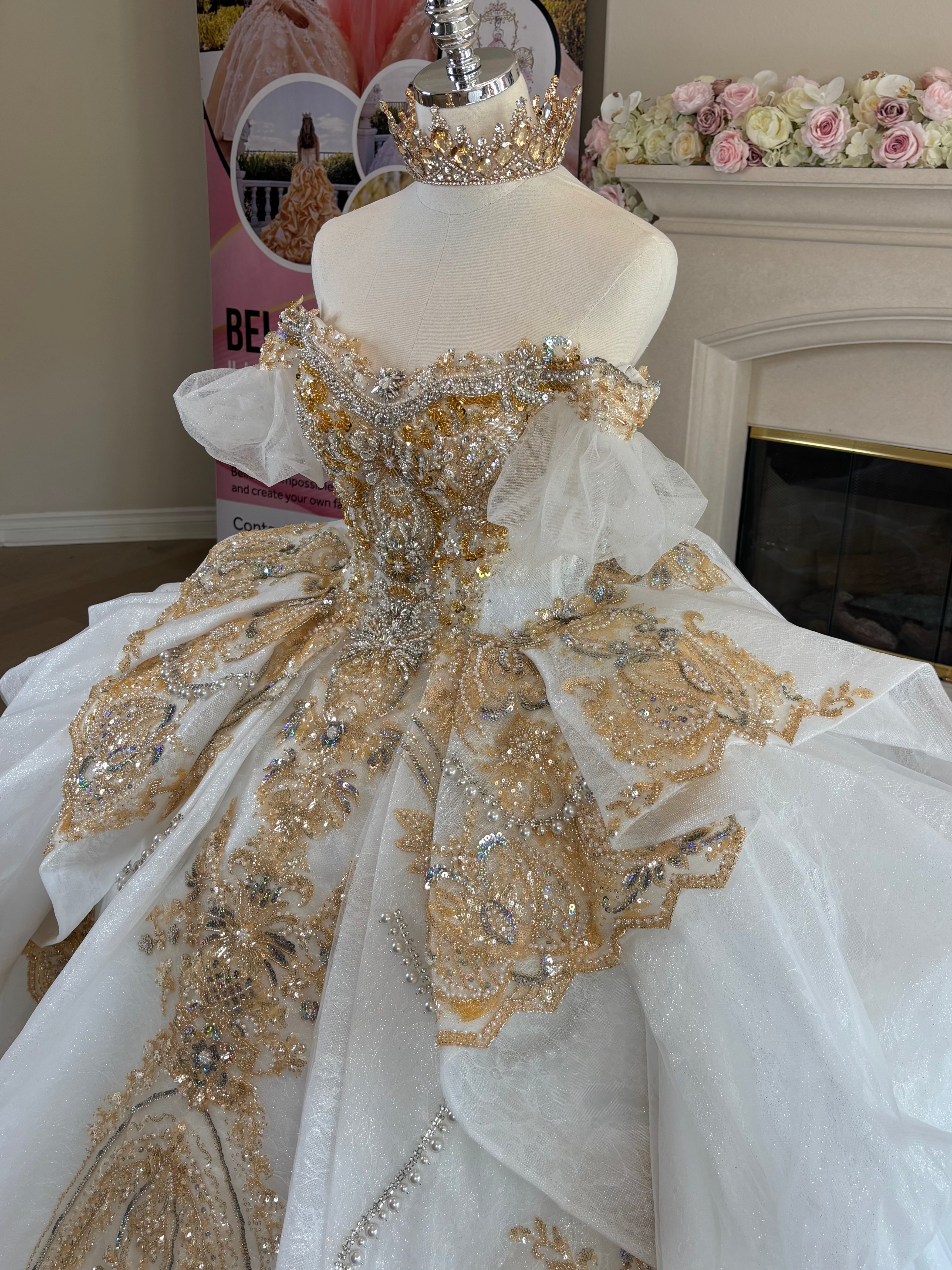 Love Story (Ivory/Gold) - Bella Luna Gowns