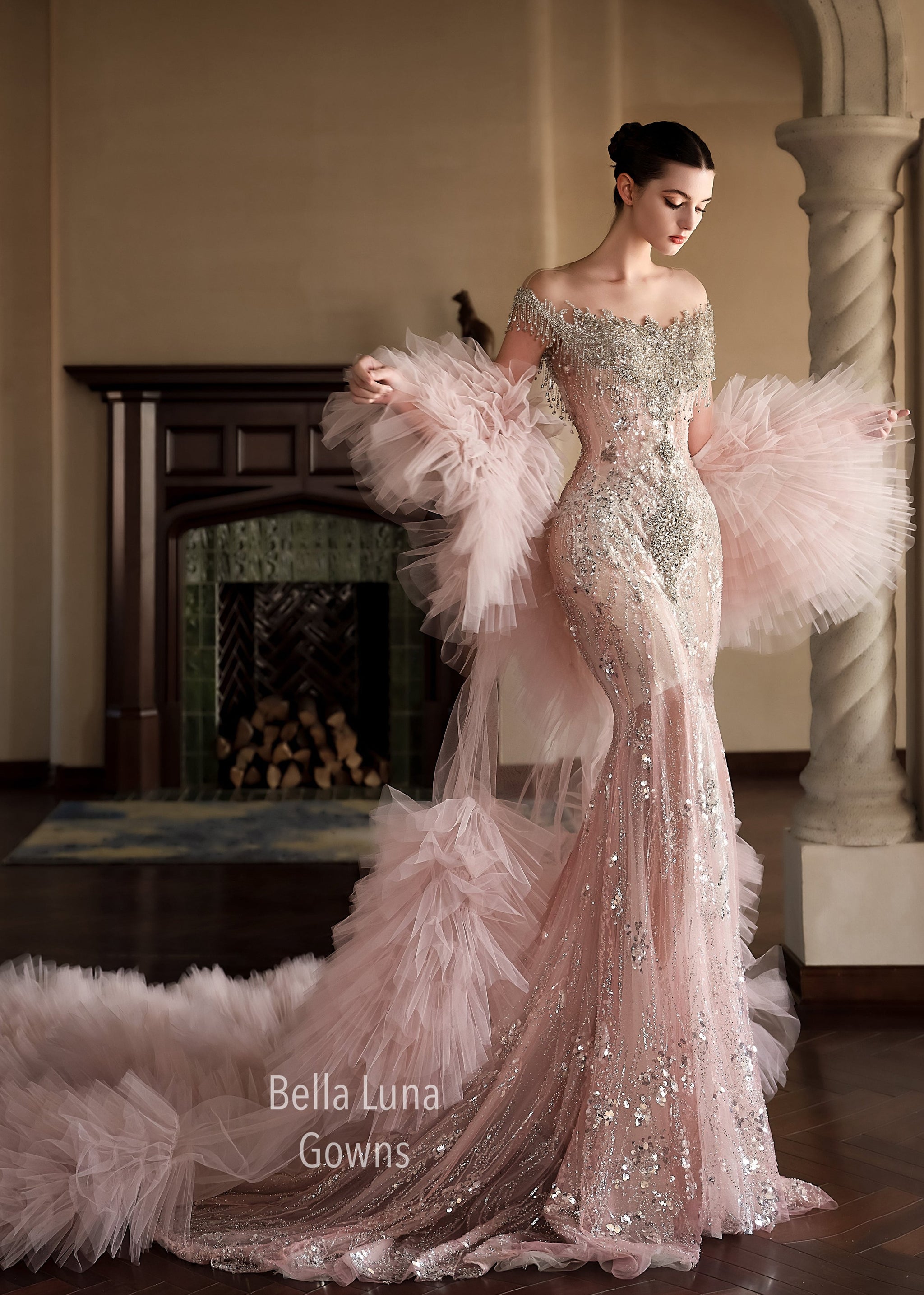Luxury Formal Gown, Mermaid Bridal Dress, Fairytale, Quinceaera Custom Size