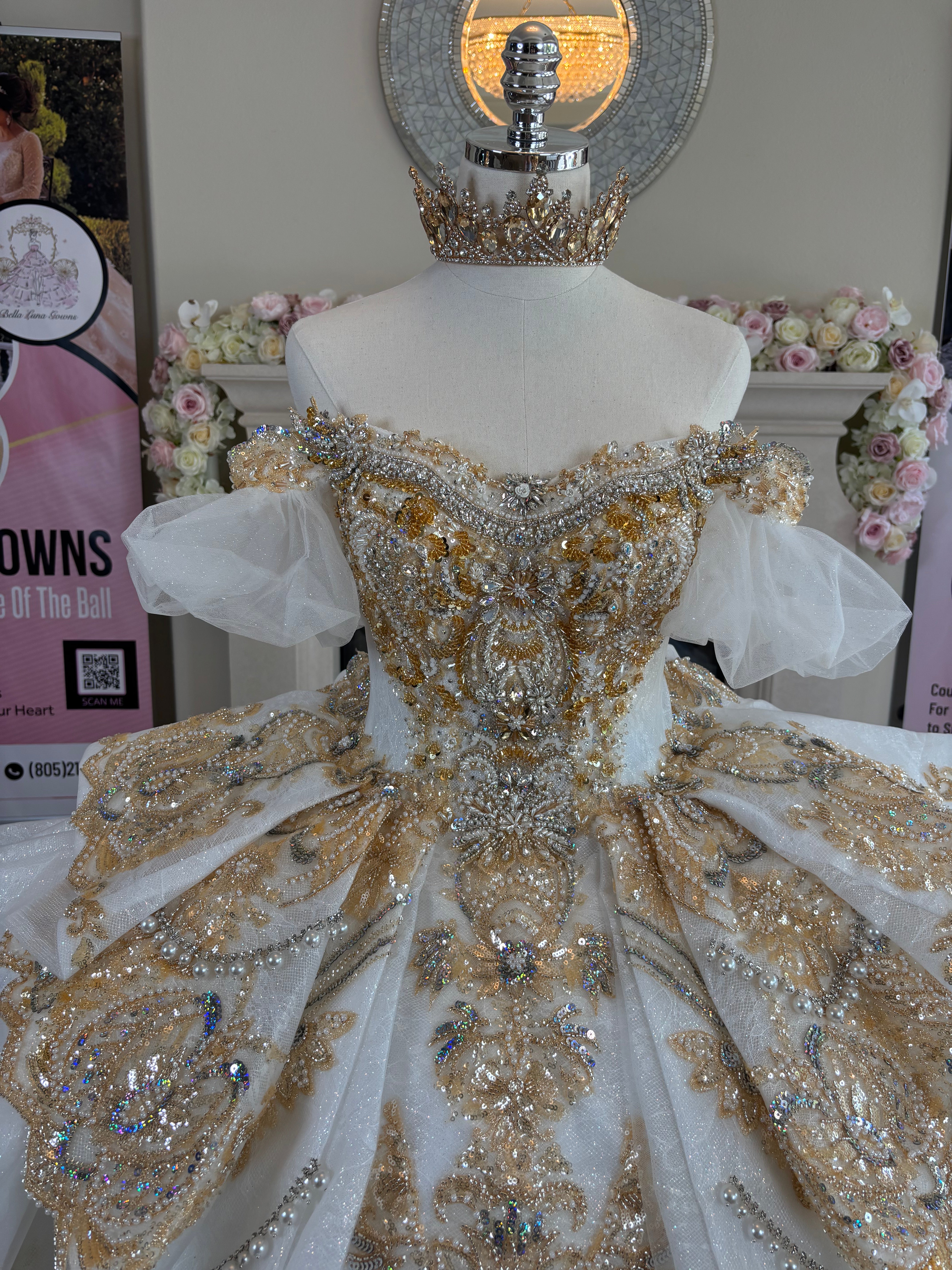 Love Story (Ivory/Gold) - Bella Luna Gowns