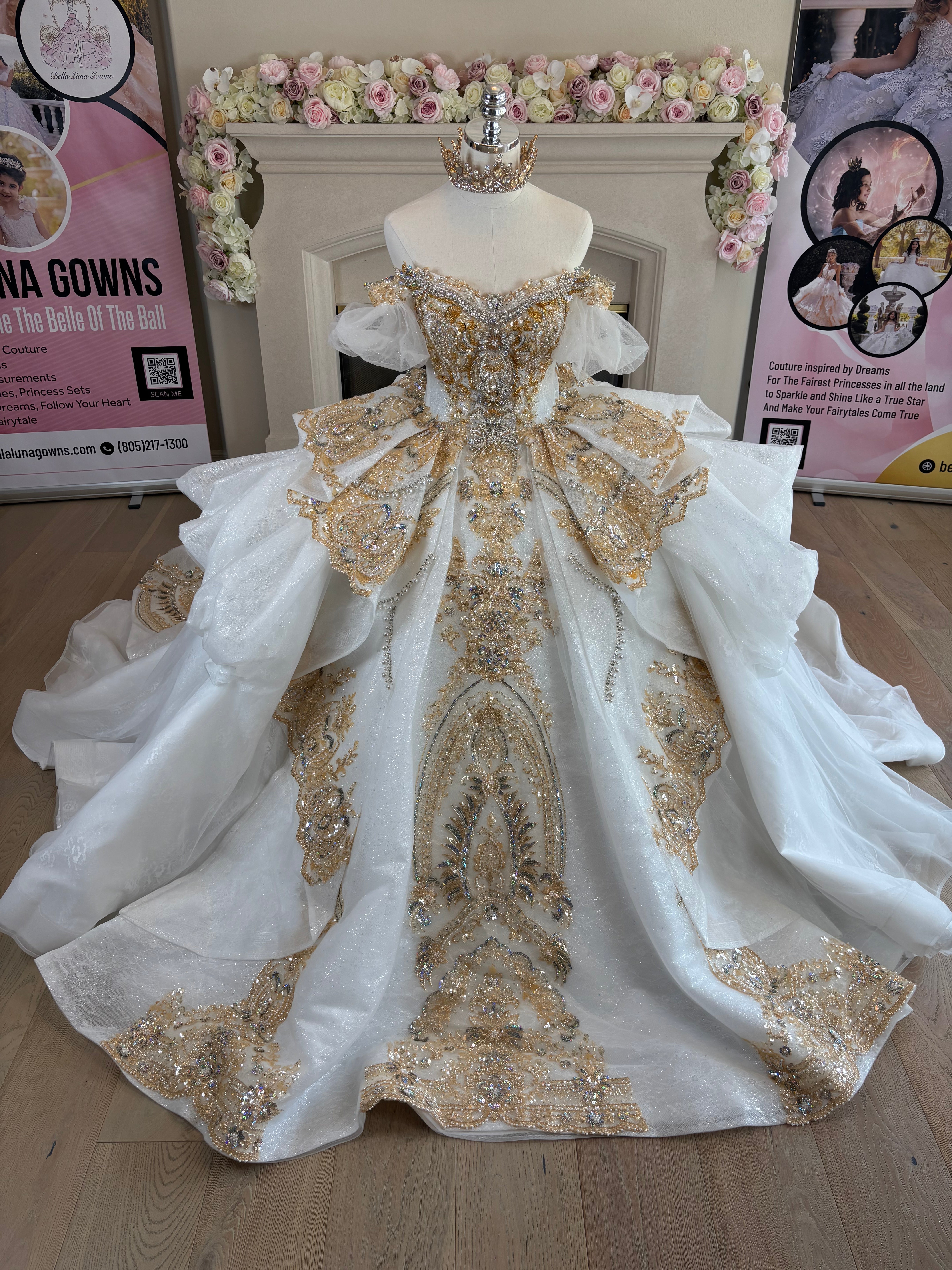 Love Story (Ivory/Gold) - Bella Luna Gowns