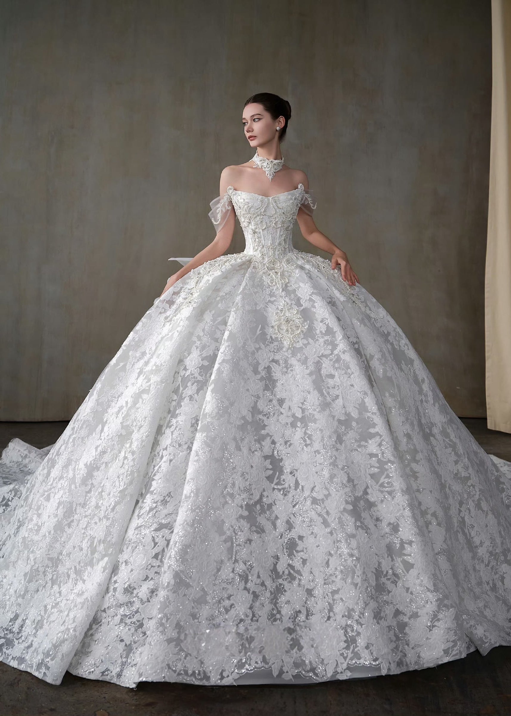 Rosalind Rose Lace Bridal Ball Gown