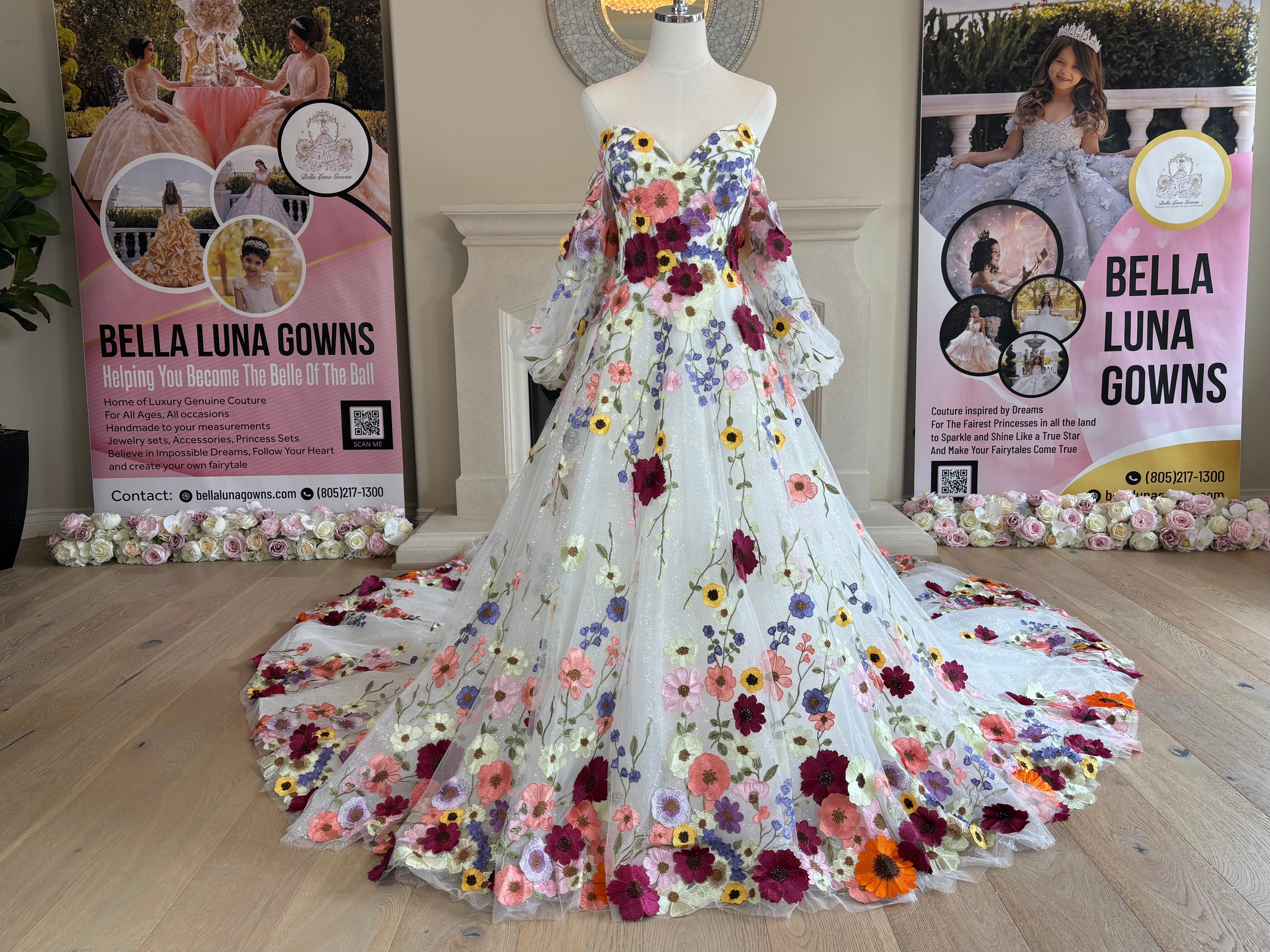 Luxury Formal Gown, Mermaid Bridal Dress, Fairytale, Quinceaera Custom Veil Luxury Formal Gown, Mermaid Bridal Dress, Fairytale, Quinceaera Custom Veil