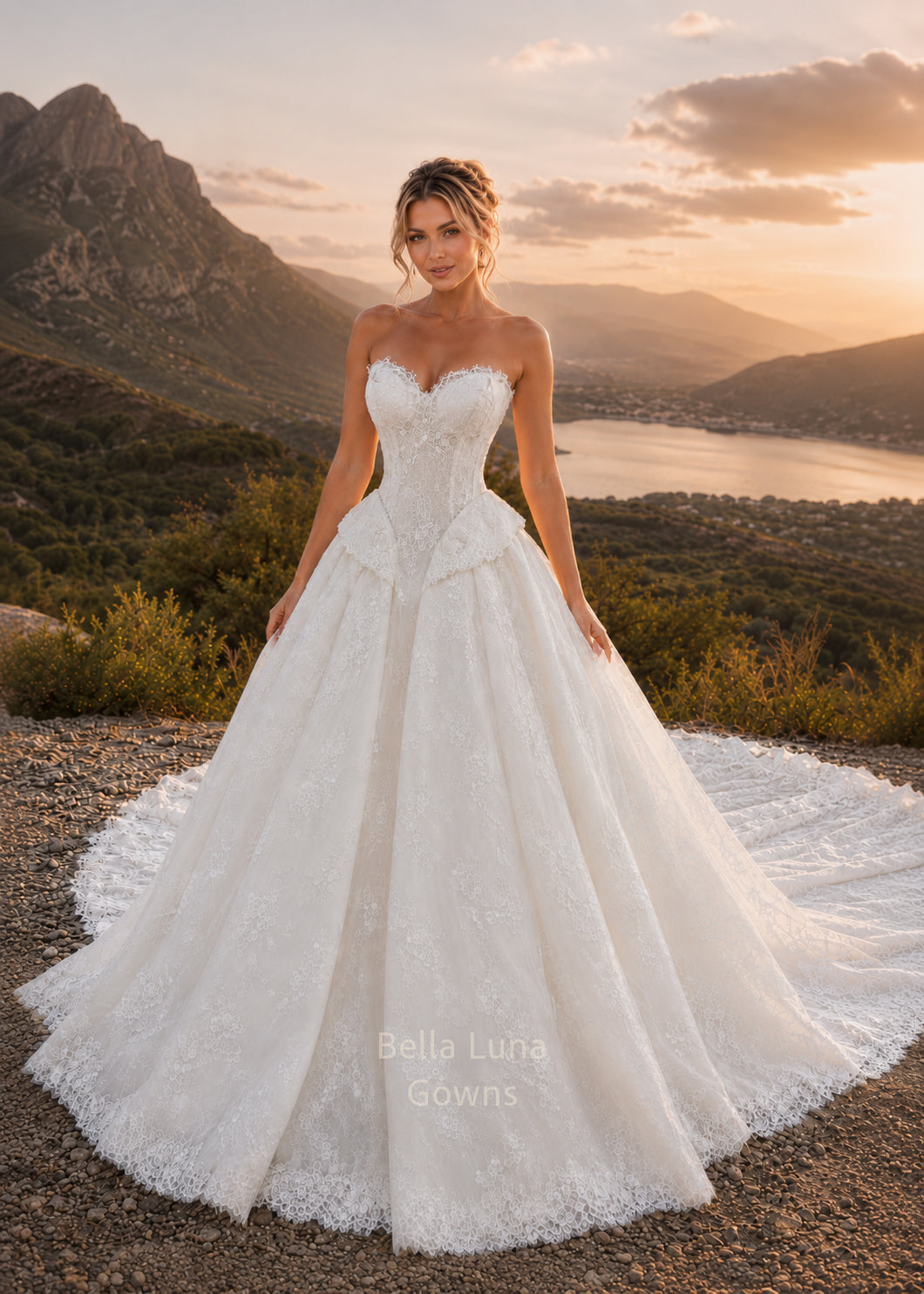Vivienne Pearl Beaded Basque Waist Ball Gown