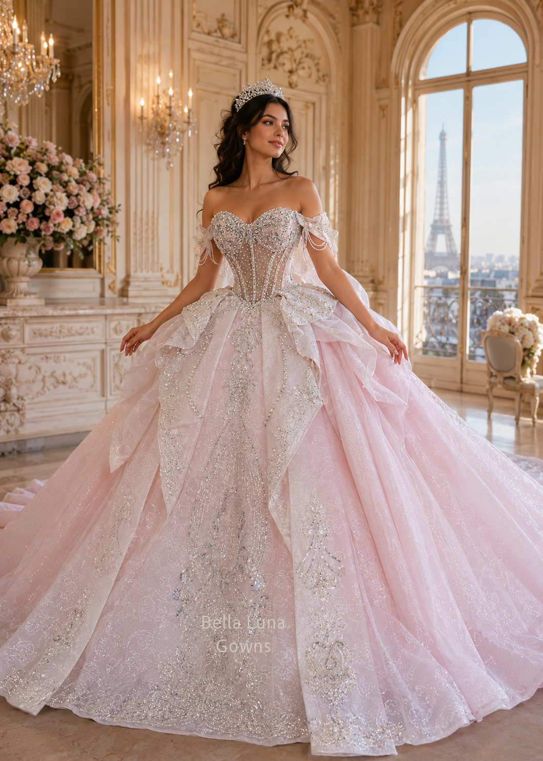 Amorette Pink Quinceañera Dress