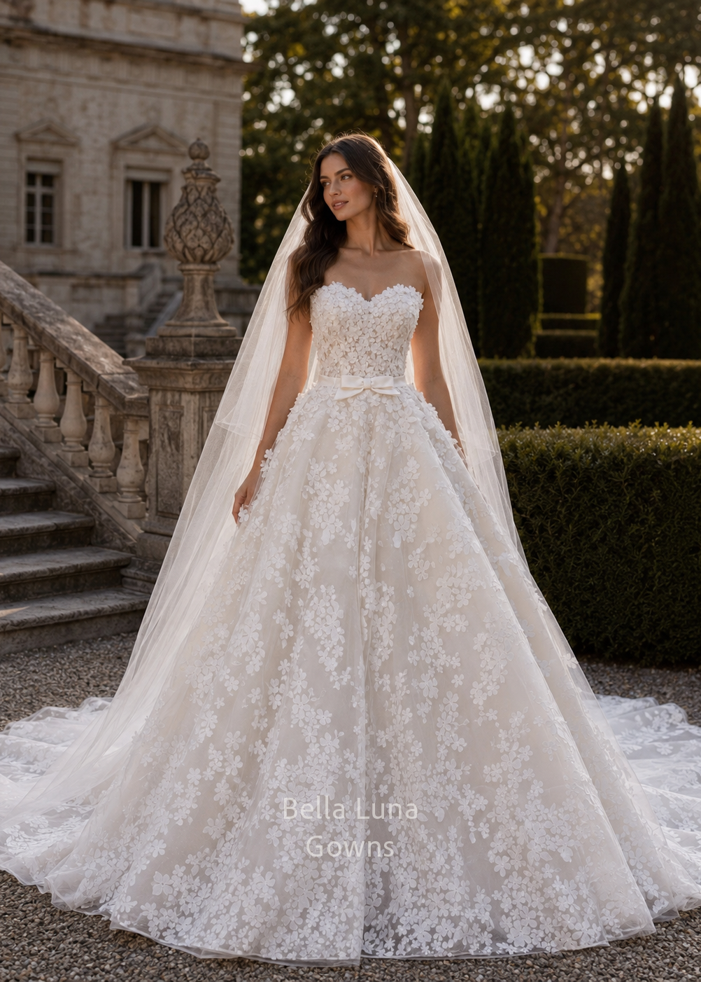 romantic a-line wedding dresses Millefleur finished with a low